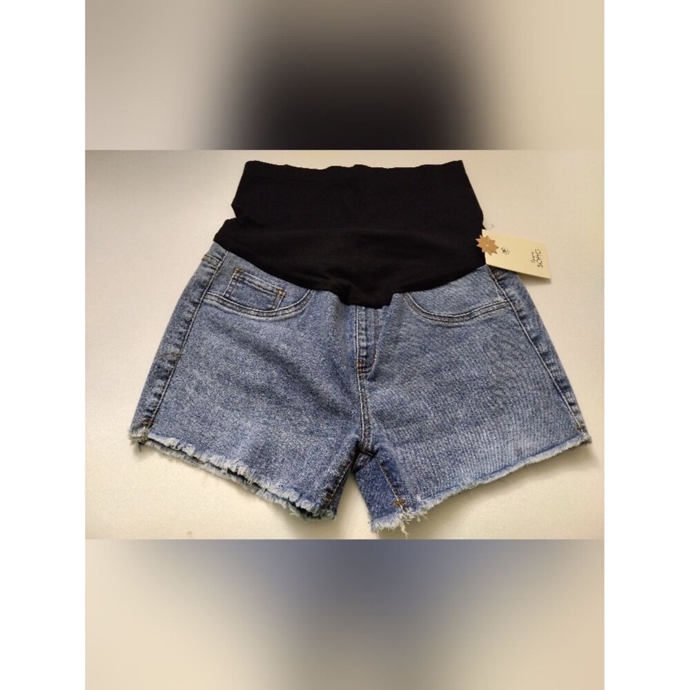 Love Soho Maternity Denim Shorts with Black Elastic Waistband New Size XL